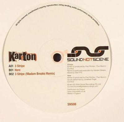 12inch Record KARTON  3 Stripe  Here SNS08 Sound Not Scene 2004 Australia Dance  Electronica Used