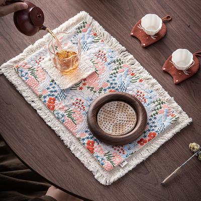 Tapis de Table Basse Fleur Mer Feuille Point de Croix Fait Main Sous-verres Créatifs Tapis de Nappe de Table de Dîner Ménagers Pour Ornements de Thé
