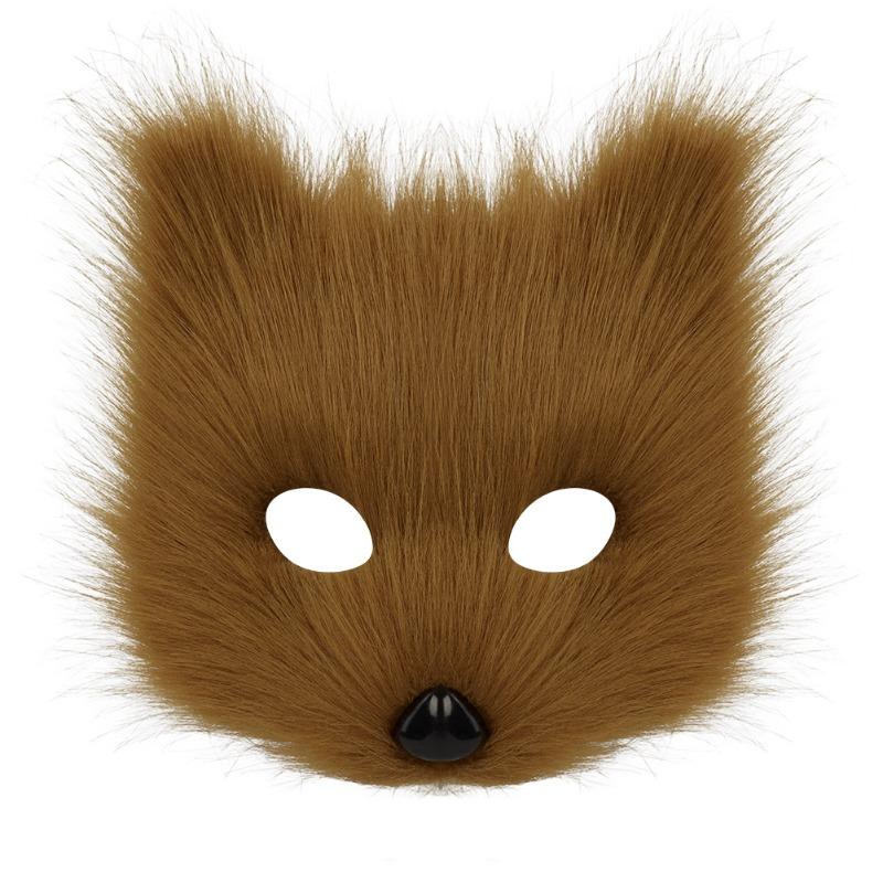 Halloween set, simulated fox mask gloves, plush fox tail handmade beast tail cos prop accessories