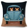 Cartoon Driving Car Cat Cushion Cover Decor Cute Pet Animal Pillowcase Polyester Pillow Case for Sofa Home Children Room 45x45cm