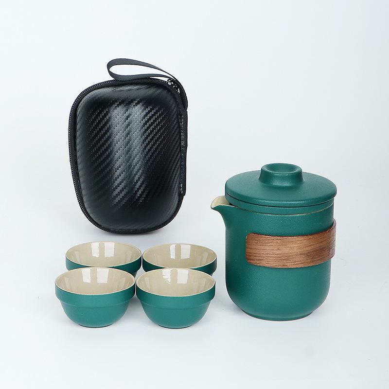 Black Pottery Travel Tea Set Portable Express Cup Outdoor Kung Fu Teacup Japanese-style Teapot Business Gift Set