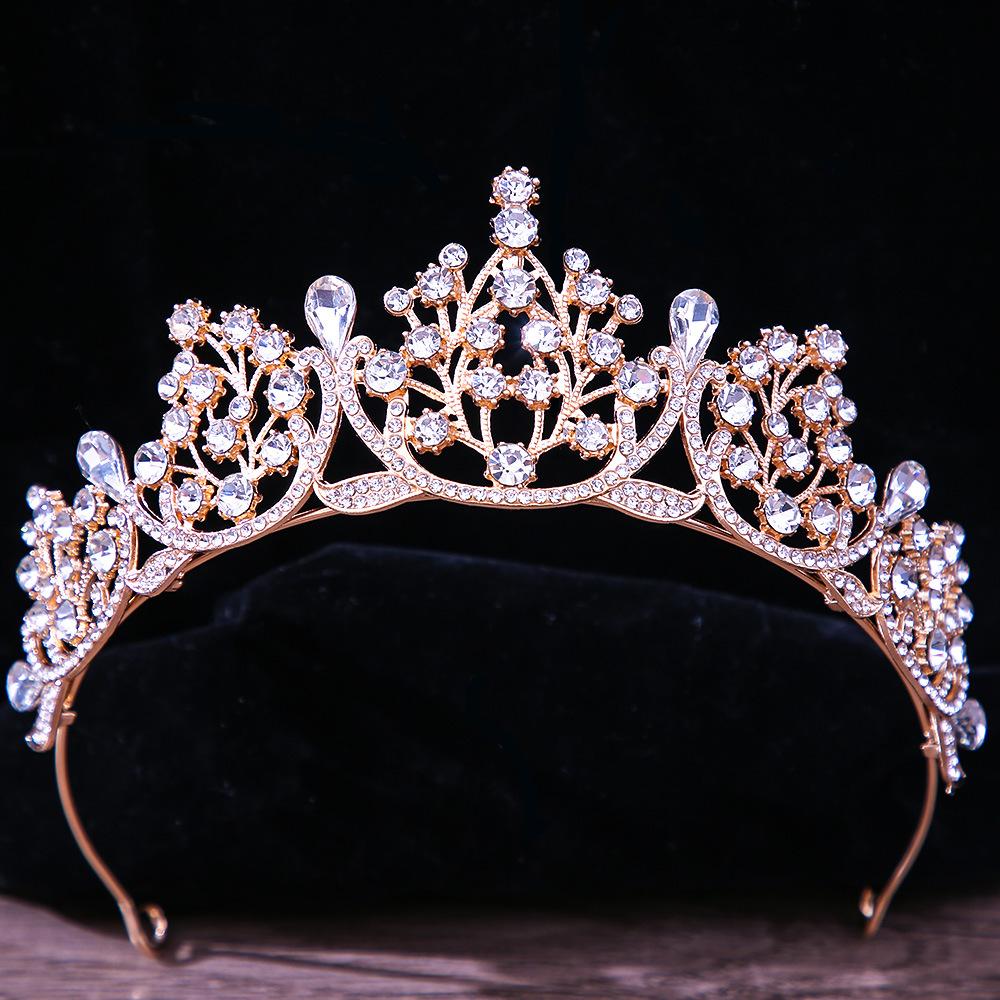 DIEZI Baroque Vintage Princess Queen Bridal Crown Headwear Crystal Tiara For Women Wedding Crown Hair Dress Accessories Zircon