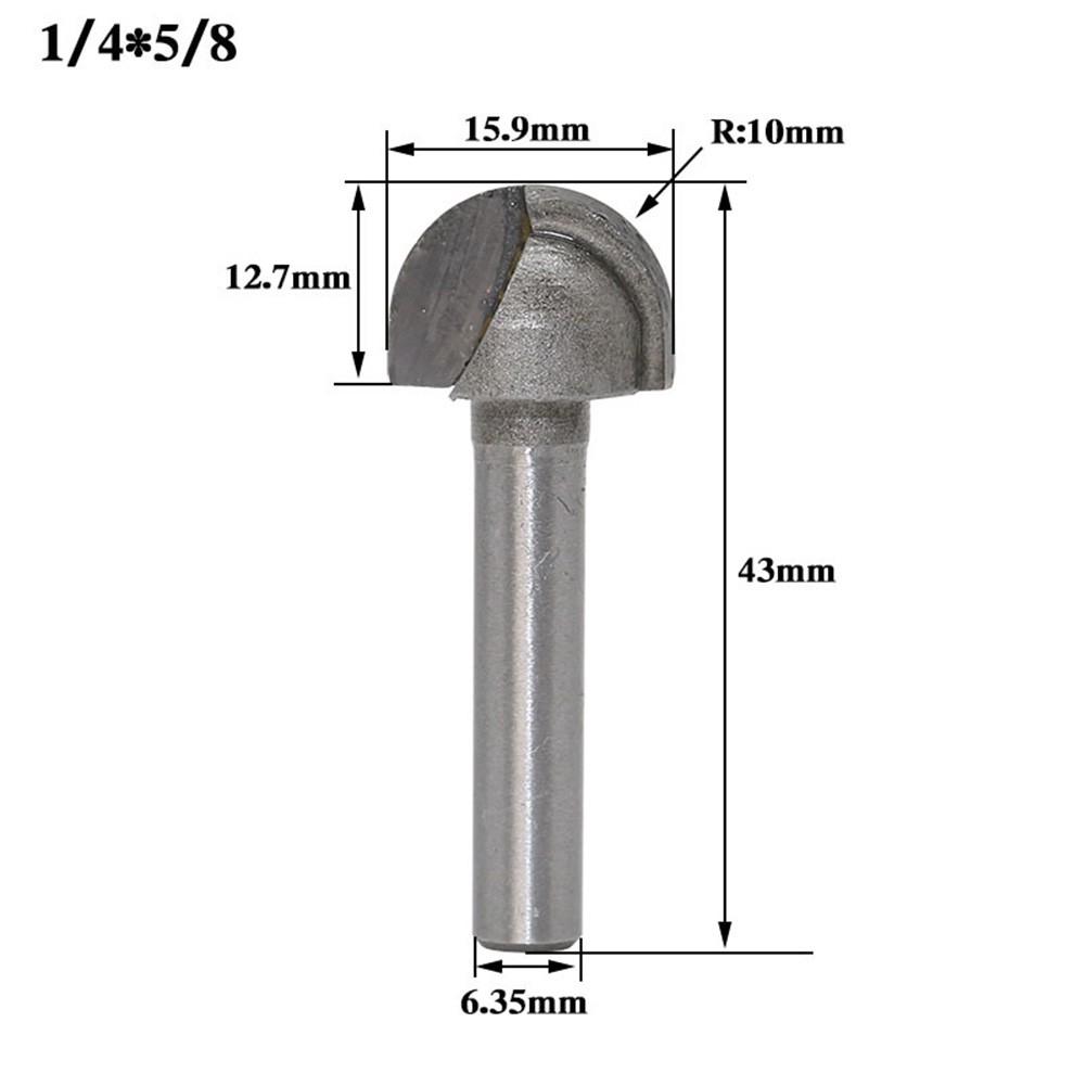 Heavy Duty Milling Cutter for Woodwork 2 Flute Round Bottom 1/4 1/2 Shank