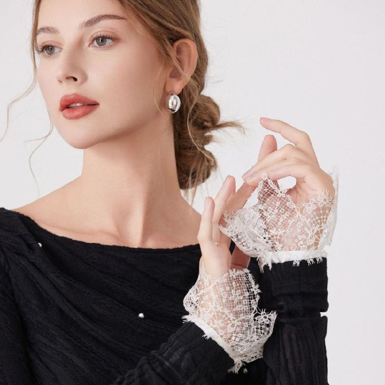 Lace Flower Arm Sleeves Detachable Sleeves Wrist Cuffs Extension Arm Covers for Women Daily Outfit Formal Event Armwear