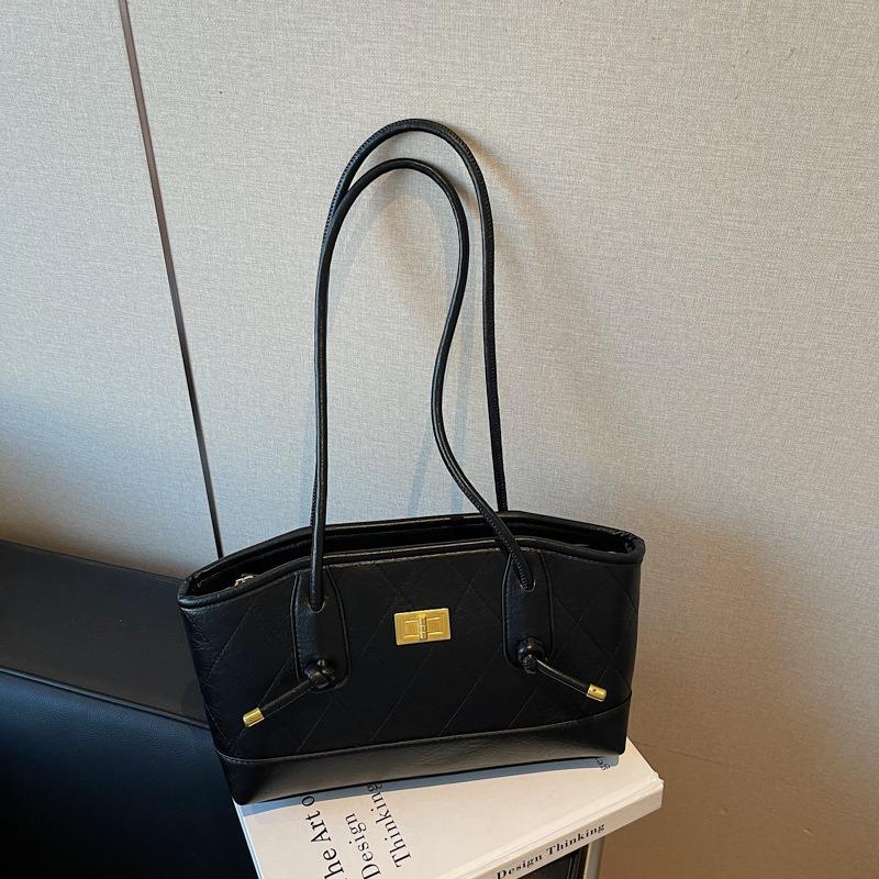 Retro matte rhombus small bag women's new fashion contrasting color tote bag autumn and winter popular commuter shoulder bag