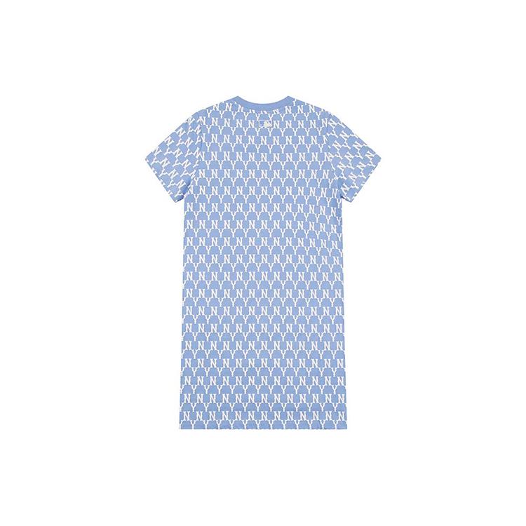 New MLB New York Yankees Short Sleeved Dress Women's Sky Blue 31OP04111-50S