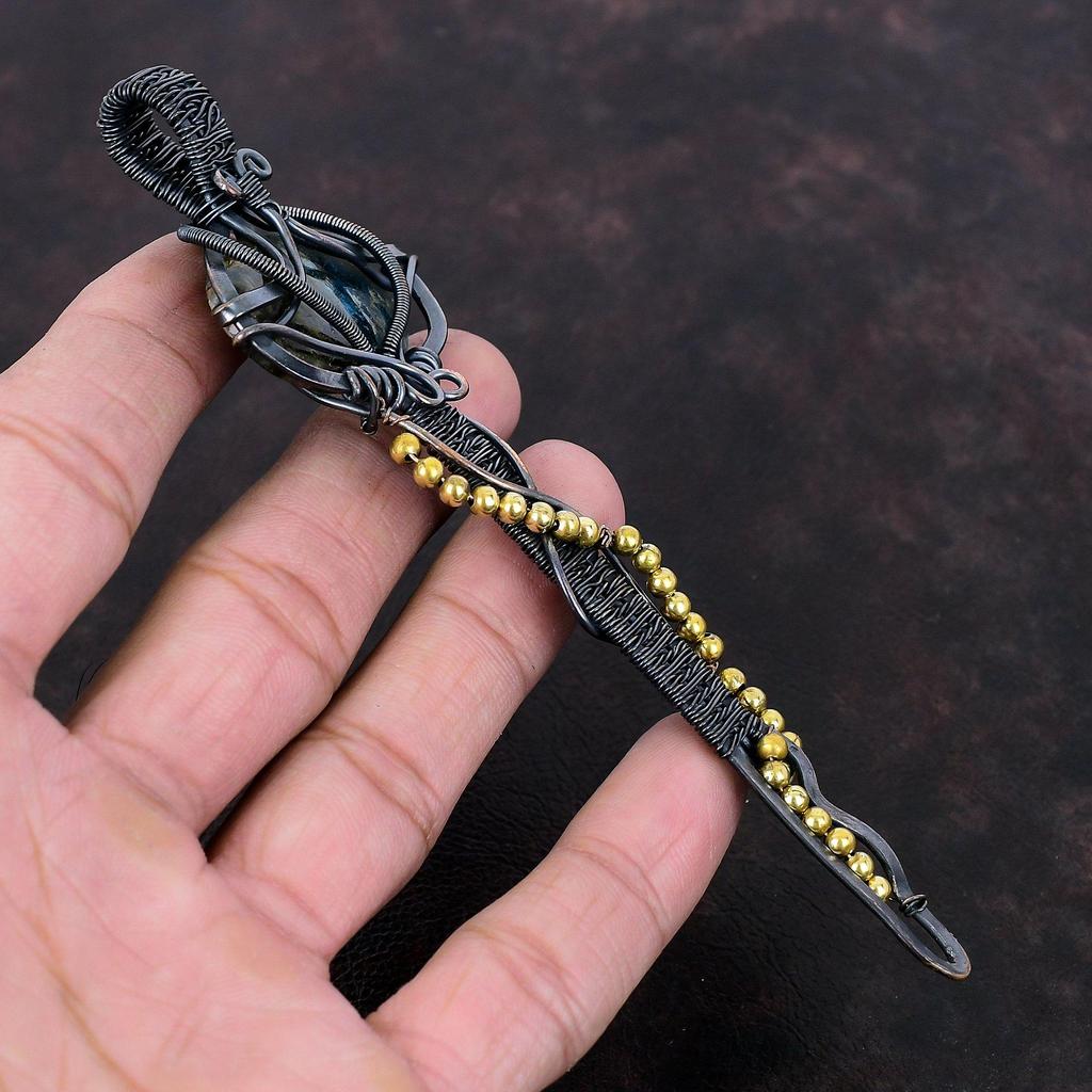 Přívěsek s turmalínem vodního melounu, měděný drátem opletený přívěsek, přívěsek na klíče, měděné šperky, ručně vyrobený přívěsek s drahokamem, drátem opletené šperky jako dárek