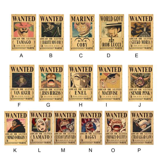 One Piece Poster Clear Printing Rectangle Decorative Japanese Anime Luffy Bounty Poster Bedroom Decor for Bar
