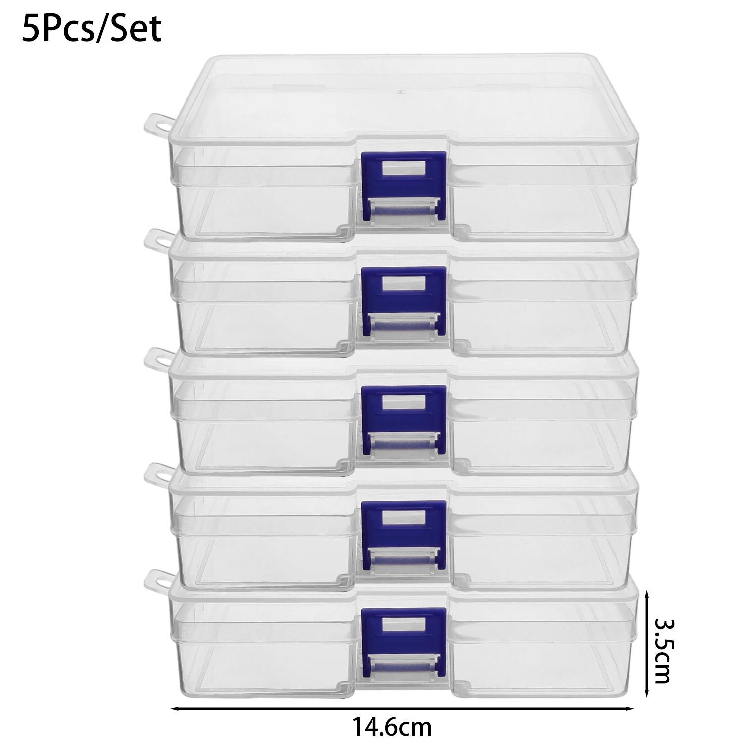

5PCS Rectangle Lockable Box with Cover Storable Jewelry Hardware Small Items Beads Earring Box Multifunctional Plastic Case