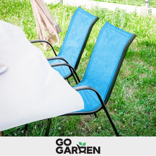 Metal garden chairs for terrace balcony garden armchair blue 4 pcs