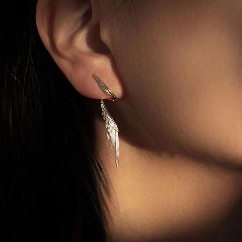 Rotating wing stud earrings cold wind temperament earrings personality high sense earrings