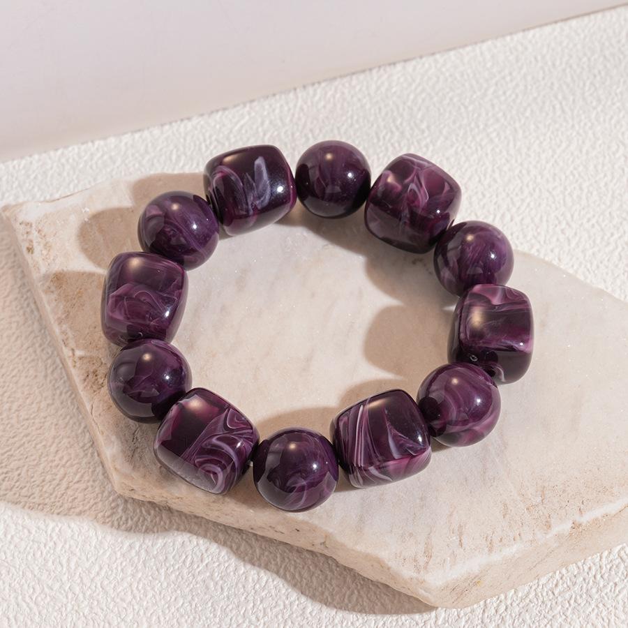 Red Purple Orange Green Acrylic Square Circle Beads Chain Bracelet Bangle for Women Handmade Jewelry Waterproof Jewelry Gift