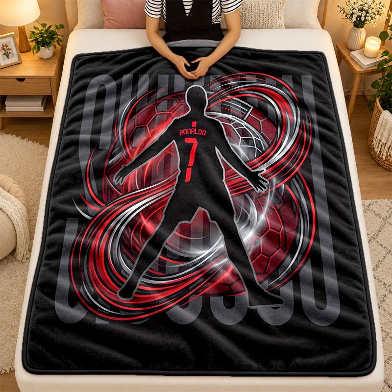 Flannel BlanketCristiano Ronaldo Warm Soft Throw Blanket for Indoor Sofa Bed Living Room Use