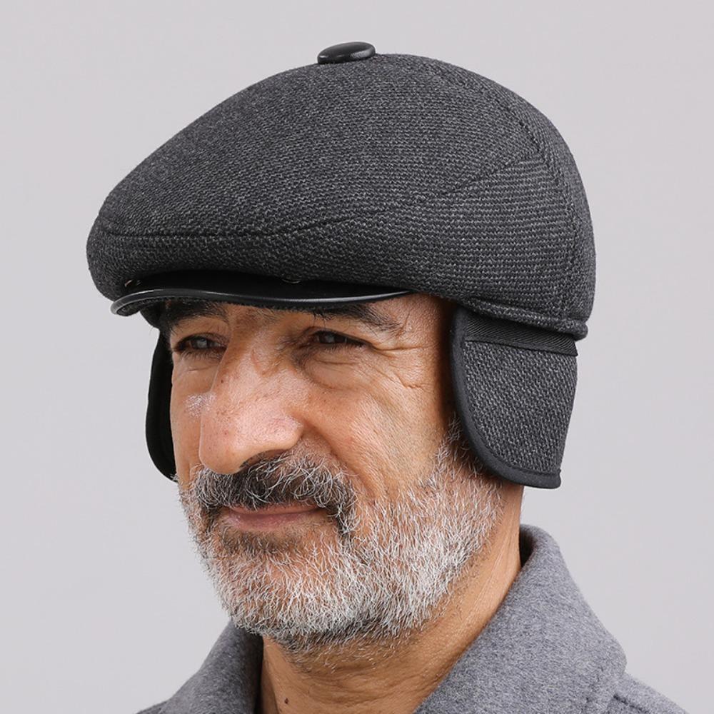 Middle Age Earflap Cap With Ear Flap Flat Caps Quality Men Berets  Men