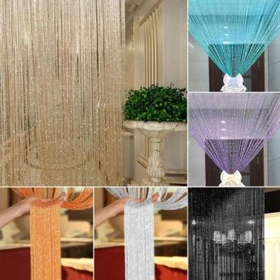 New Shiny Tassel Silver Line String Curtain 300x300cm Valance Living Room Divider Wedding DIY Home Decor
