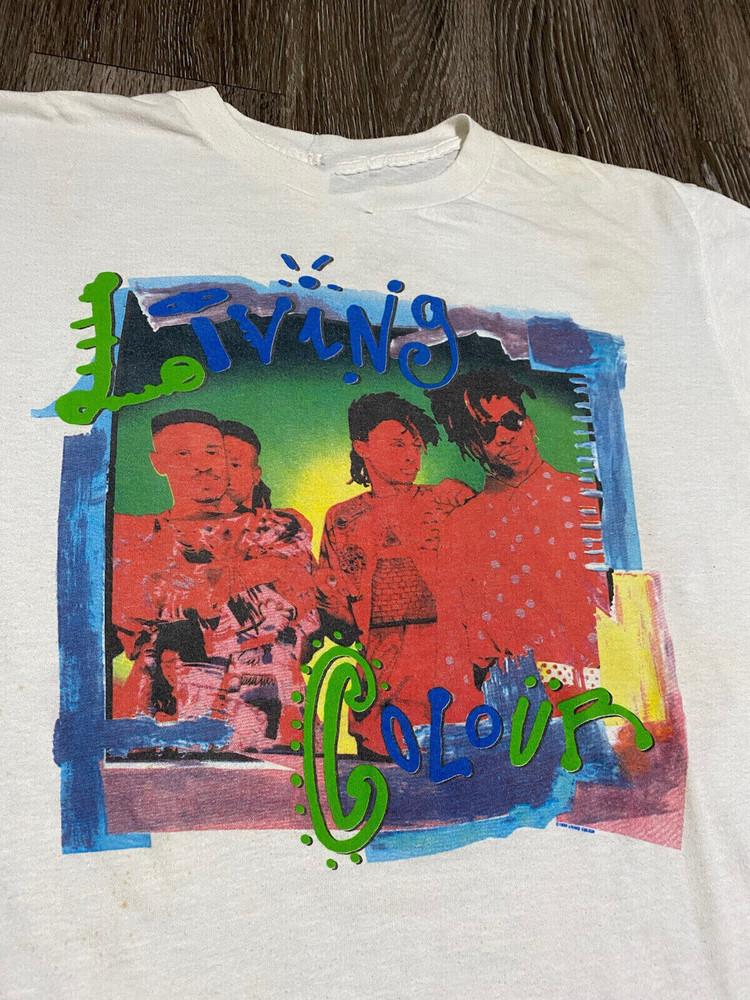 Living Colour Band T-Shirt Vivid Album 1989 Tour White All Shirt Unisex T-Shirt XL