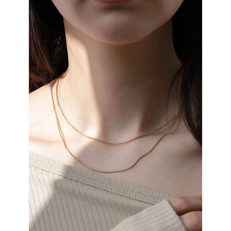 Steel Necklace Round Snake Chain for Women Simple Light Luxury Plain Chain Couple Clavicle Chain European and American Fashion Snake Bone Chain