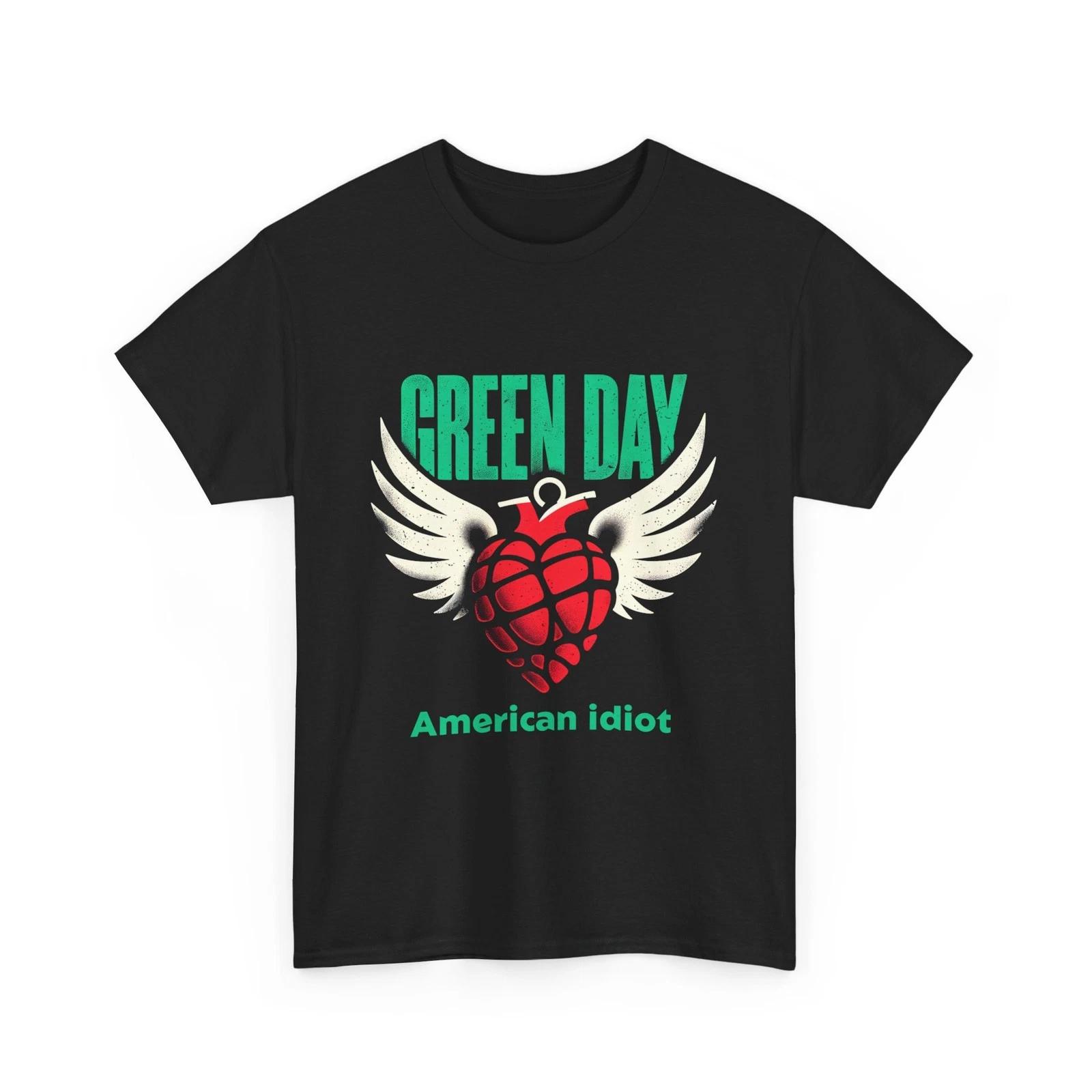 **Green Day American Idiot Hysteria Men s Classic Rock Band T shirt - Black** L