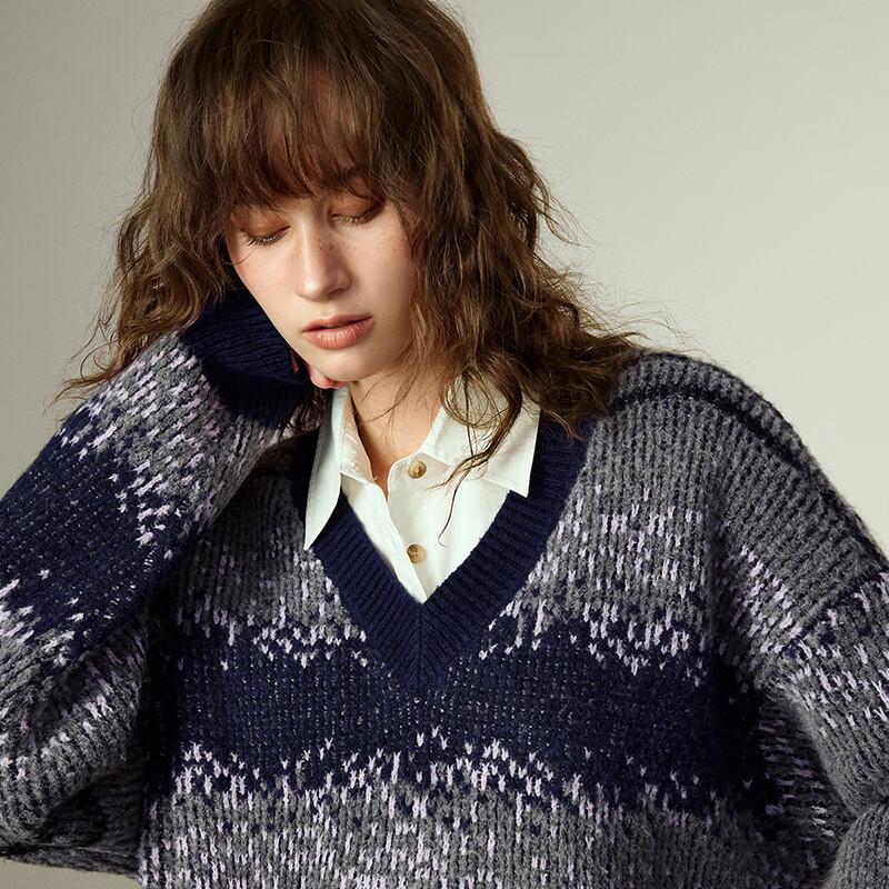 Chuyu Women's Loose Fit Fair Isle Jacquard Sweater