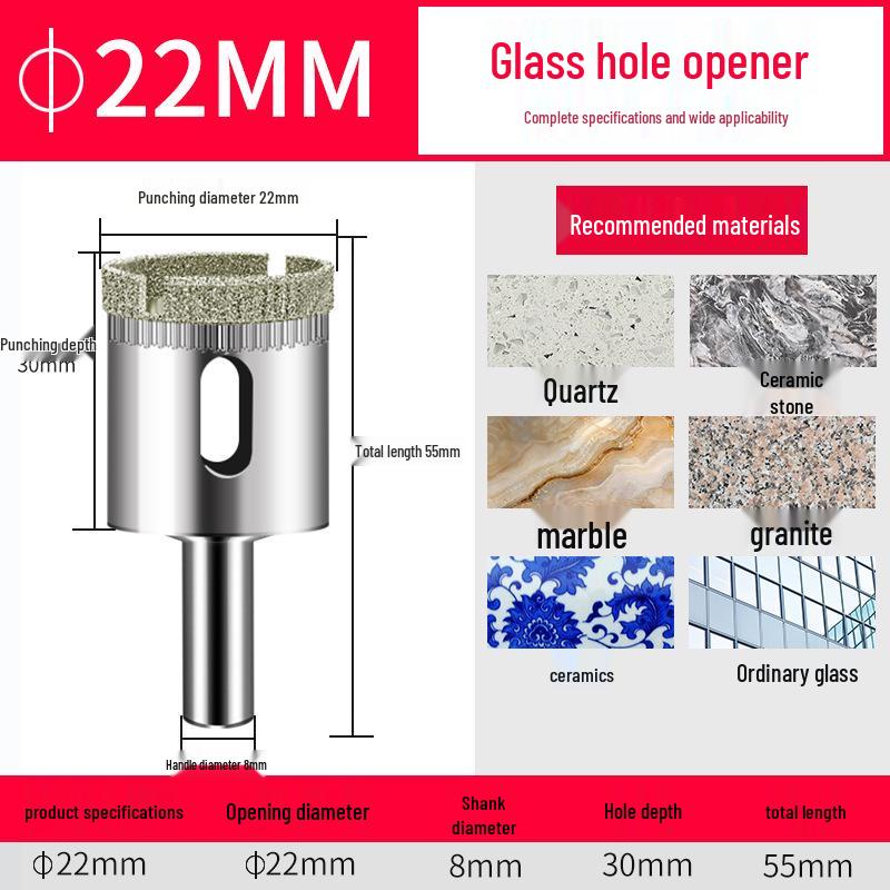 Schmirgelglas-Bohrer für Fliesen und Marmor, 3-200 mm