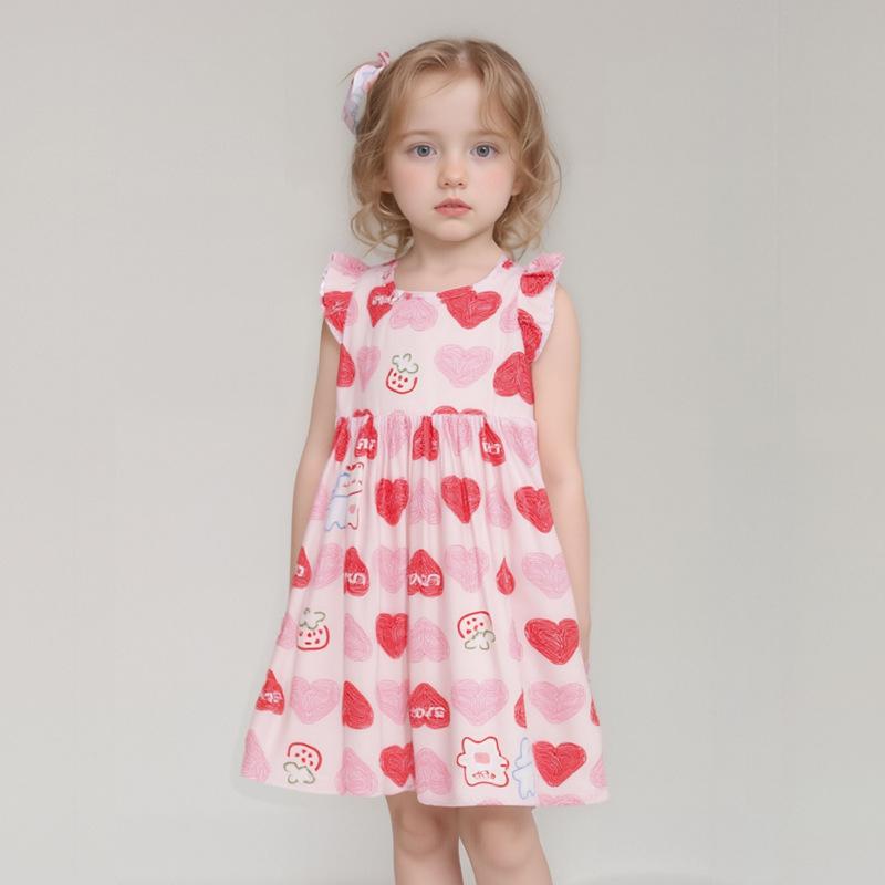 Girls Summer Floral Rayon Spaghetti Strap Princess Dress Kids Beach Sundress Cotton Silk Casual Party Wear