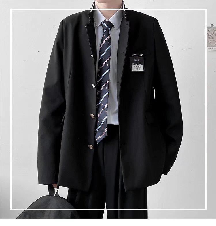 Men's Trendy College-Style Retro Suit Jacket - Zhongshan Japanese DK Design