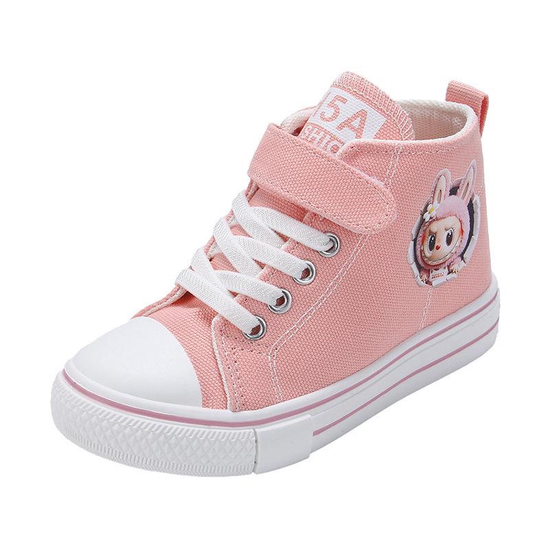 2025 Kids' Korean Style Skate Shoes: Spring/Autumn Cartoon Canvas Sneakers for Boys & Girls