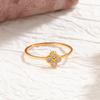INS Stainless Steel Colorfast Four-Leaf Clover Ring - Women's Thin Luxury Flower Design