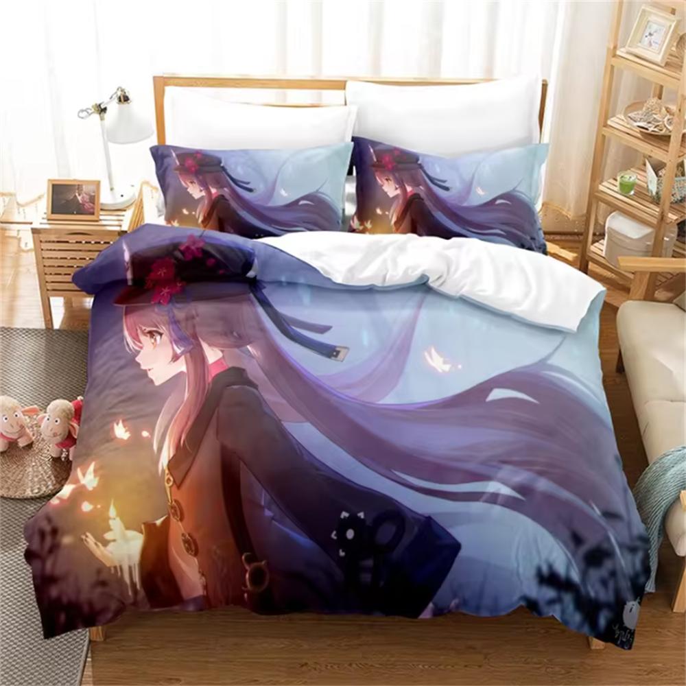 

Genshin Impact Chongyun Game Комплект постельного белья 3D Пододеяльник Комплект постельного белья с рисунком Твин Queen King Single Size Dropshipping US Queen 228x228cm