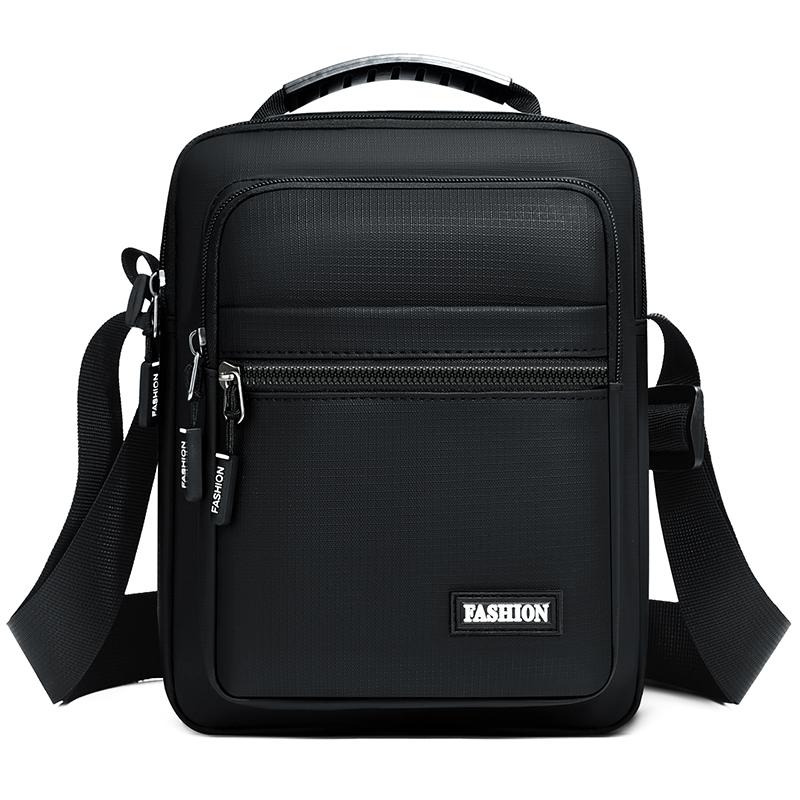 Contemporary Men's Handbag - Refined Oxford Shoulder Bag with Organizational Pockets