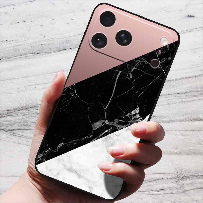 Marble Case For iPhone 16 Pro Max Black Edge Cover For iPhone17 Air 16e iPhone16 Plus Luxury Silicone Phone Cases Soft TPU Bag