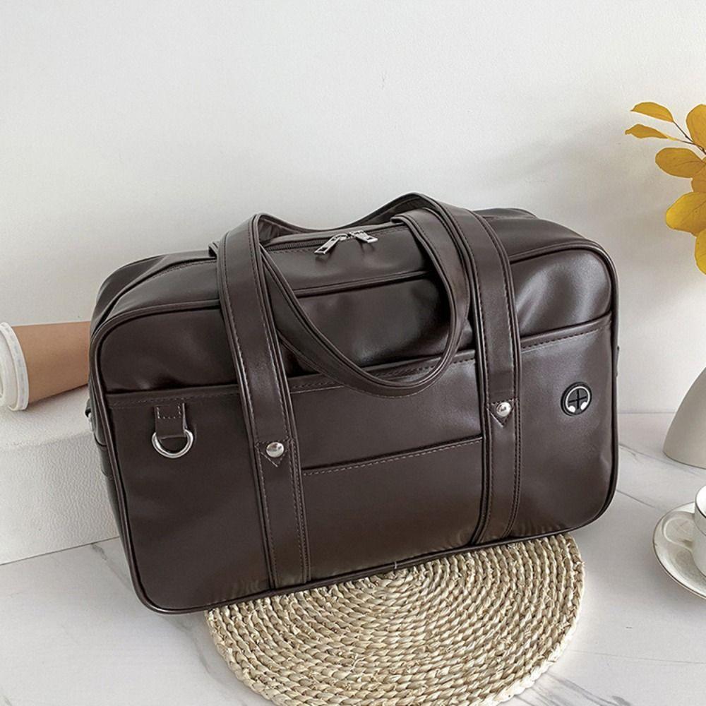 Fashion PU Leather JK Uniform Bag Solid Color Korean Style PU Leather Itabag Commuting Retro Handbag Computer Bag Girls/Female