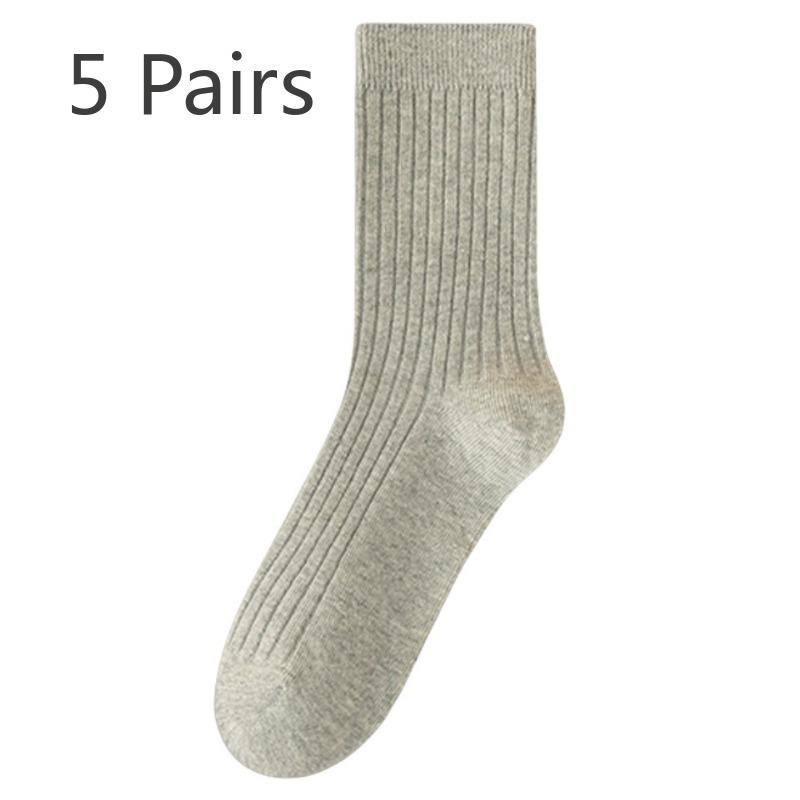 5 Pairs of Women's Spring and Autumn Style New Cylinder Pure Cotton Pile Socks