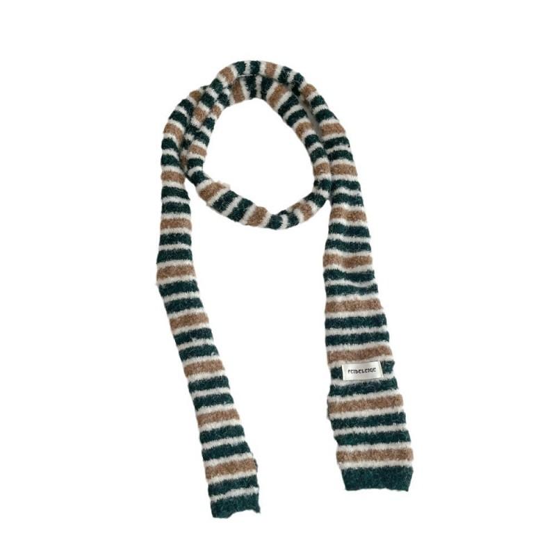 Womens Knitted Striped Long Warm Scarf Winter Chic Style Lightweight Wool Blend Neck Wrap Office Casual Wear