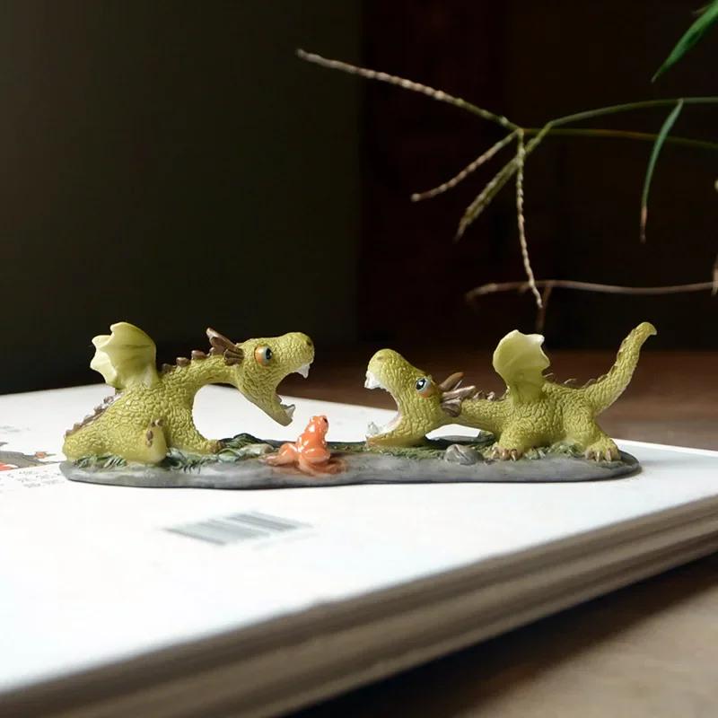 Resin Simulation Magic Animal Dragon Dinosaur Miniature Fairy Garden Terrarium Bonsai Decor Dragon Figurine