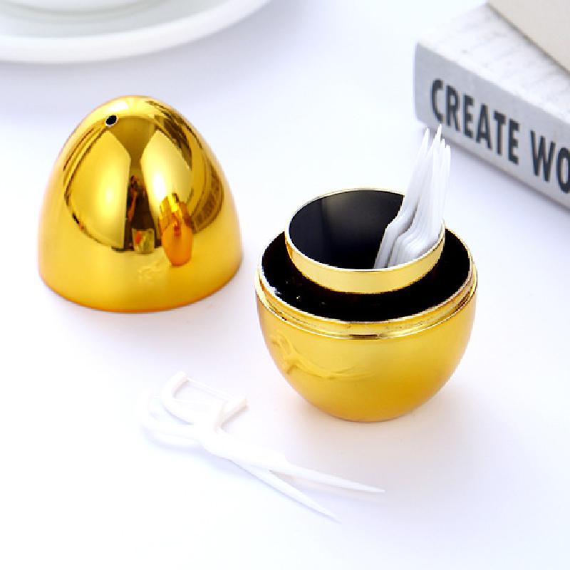 Creative Egg-shaped Toothpick Jar Electroplating Plastic Gold and Silver Toothpick Box Storage Box Ornaments Home Decoration