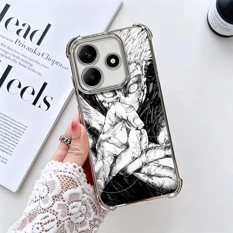 Anime Gojo Satoru JUJUSU Plating Phone Case For Xiaomi Redmi Note 14 15 Pro Plus 13 12 11 11S 11T 10 9S 9 5G Anti-Fall Airabag C