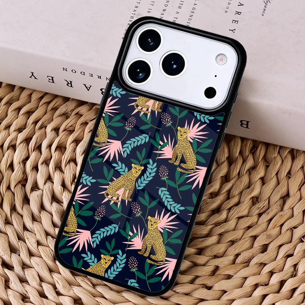 Tigers Leopards tropical leaves Phone Case Cover For Magsafe Wireless Charger For iPhone 17 Pro Max 16 14 13 12 11 15 Air iPhone 14