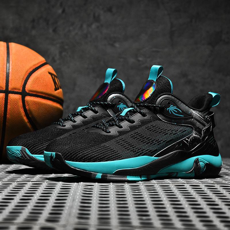 Flying woven men's shoes spring new mesh breathable youth basketball large size sports shoes venom casual high-top sneakers