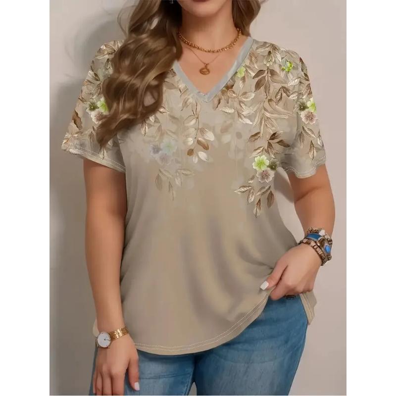 Women's Fashion V-neck Top Loose Short Sleeve Versatile Comfortable T-Shirts Women’s