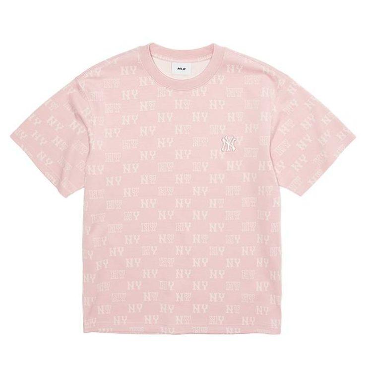 MLB T Shirts Unisex New York Yankees/Light Pink TSM01 Crew Neck Moderate 3ATSM0163-50PKL