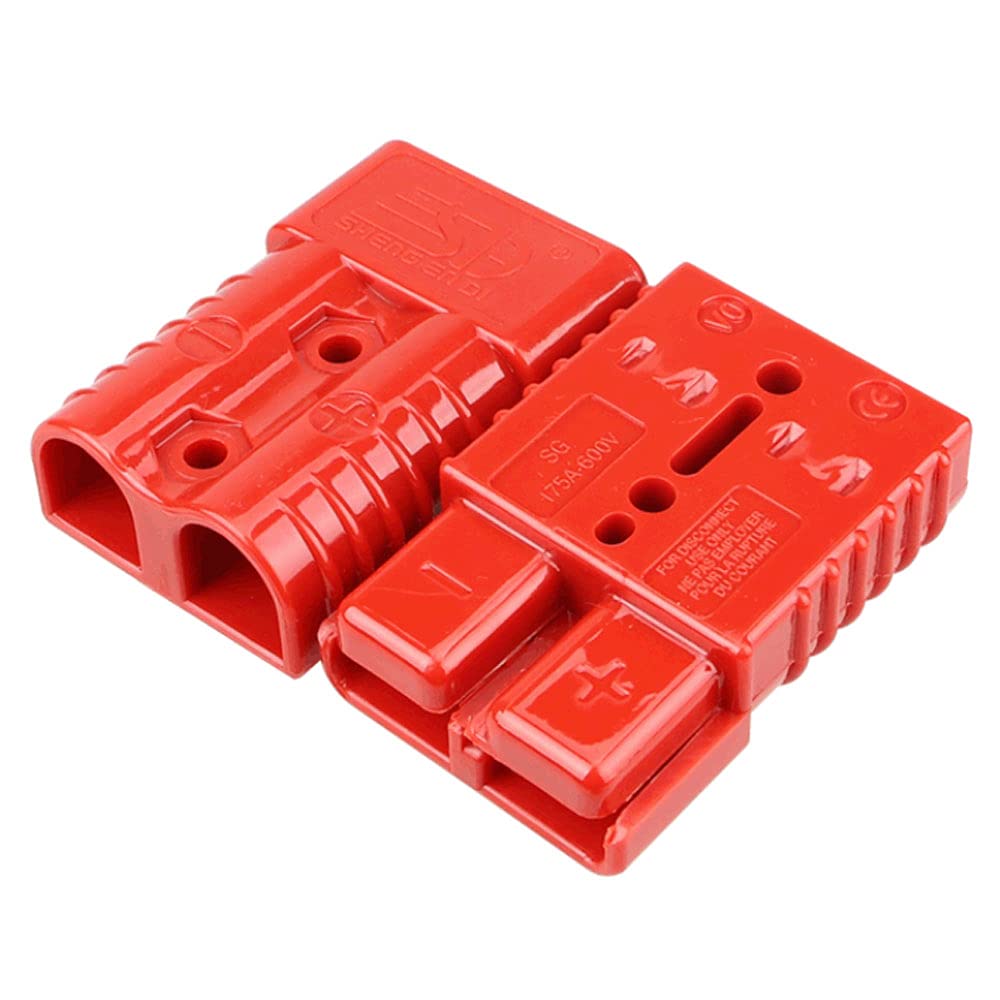 

2Pcs Red Battery Quick Connect Disconnect Electrical Plug 175A 1/0AWG for Recovery Winch or Trailer w 4 Pcs Terminal Pin червоний