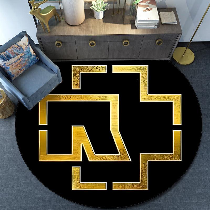 Ramms Rock Band Fire Logo Round Rug for Livingroom,Bedroom, Palyroom, Chair Rug, Area Rug, Circle Carpet, Large Size Fan Christmas Gift