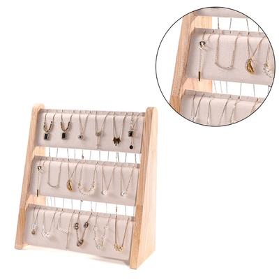 Wood Jewelry Display Stand Rack Functional Wood Jewelry Display Shelf Effective Pendant Accessory Storage Holder