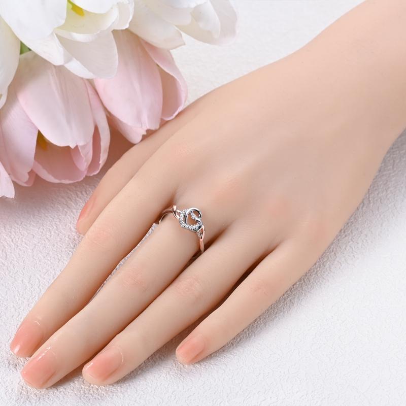 Authentic Copper Love Heart Twining Rings Delicate Womans Girlfriend Anniversary Gift Wedding Ring High Quality