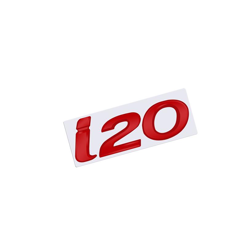 

1Pc 3D I20 Logo Emblem Glossy Black Chrome Silver Red Metal Badge Decal Car Sticker Accessories