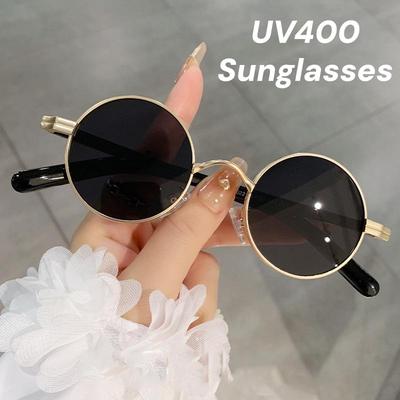 Fashion Metal Round Frame Sunglasses Retro Street Photography Punk Style Sunglasses Women Men Outdoor UV400 Eyewear Goggles
