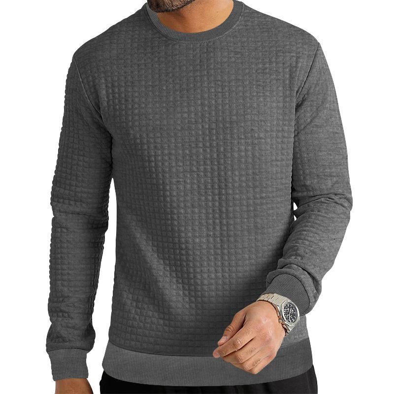 Autumn and Winter Men's Long-sleeved T-shirt Solid Colour Round Neck Knit Shirt Slim Small Square Men's Internal Bottoming Shirt