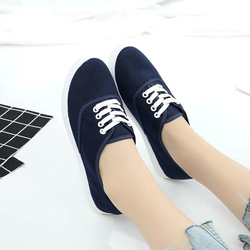 Fashion Autumn Loafers Canvas Shoe Sneakers for Women Shoes Breathable Women's Casual Shoes Lace Up WomanWhite Shoes Flats