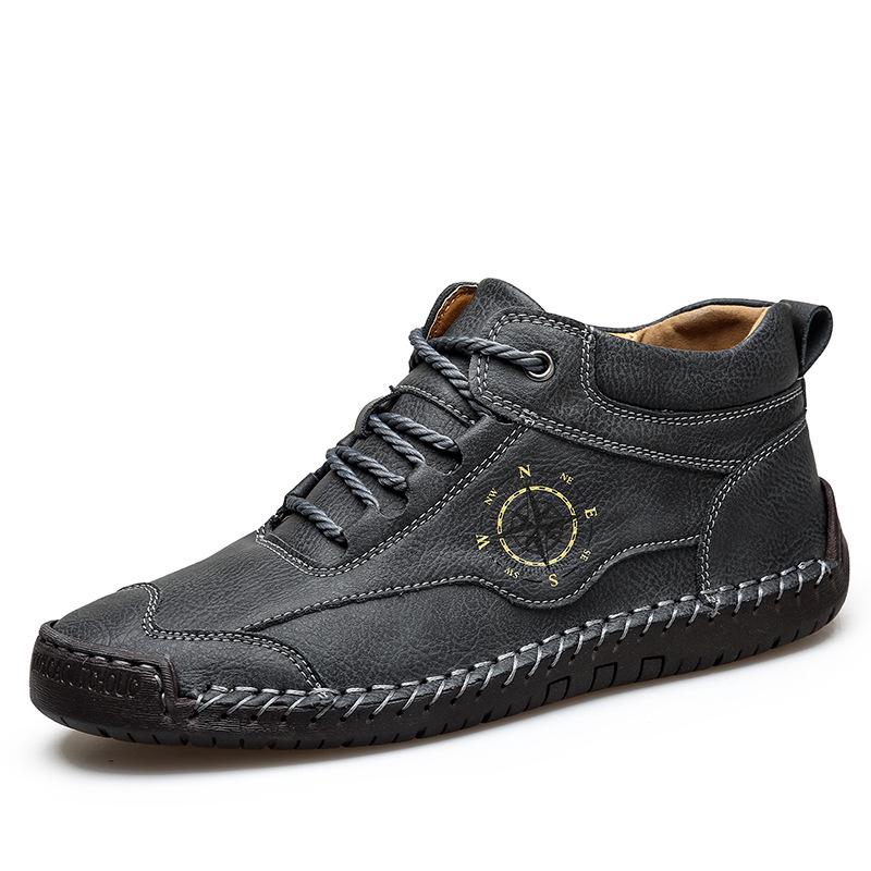 Men s Handmade Warm Martin Boots - Velvet Lined, Casual Mid-Top, Large Size Leather 45